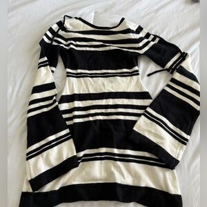 Black and White Striped Sweater Dress